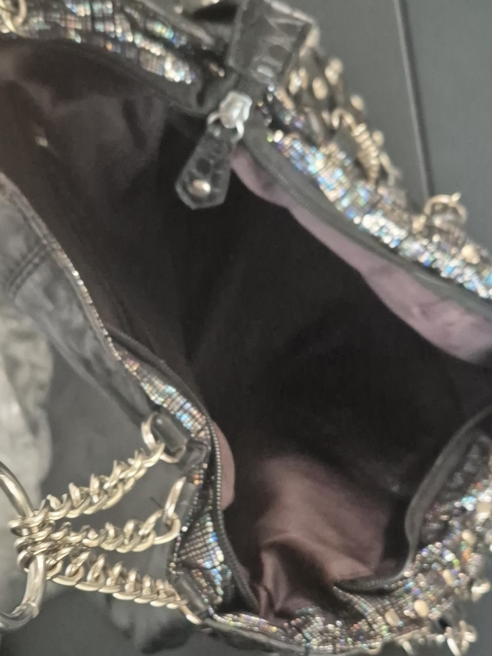 Black Studded Chain-Handle Women’s Tote - Picture 3 of 3